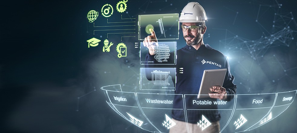 Pentair employee shaking hands